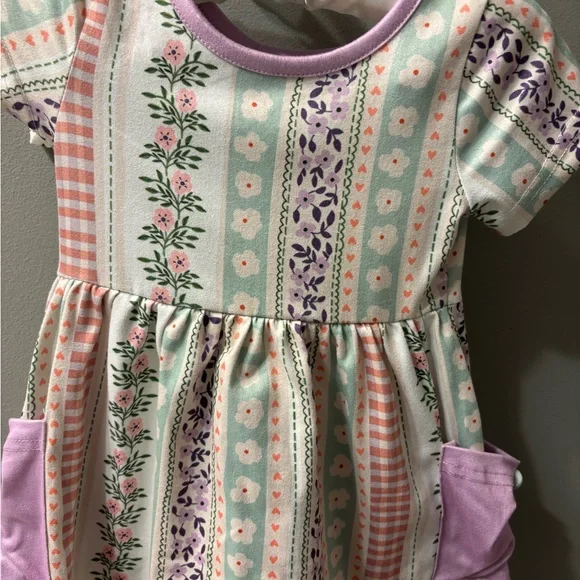 Floral Striped Kids Dress - Multicolor - Picture 2 of 3
